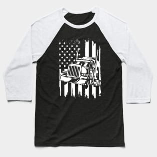 Trucker Driver - American Flag Baseball T-Shirt